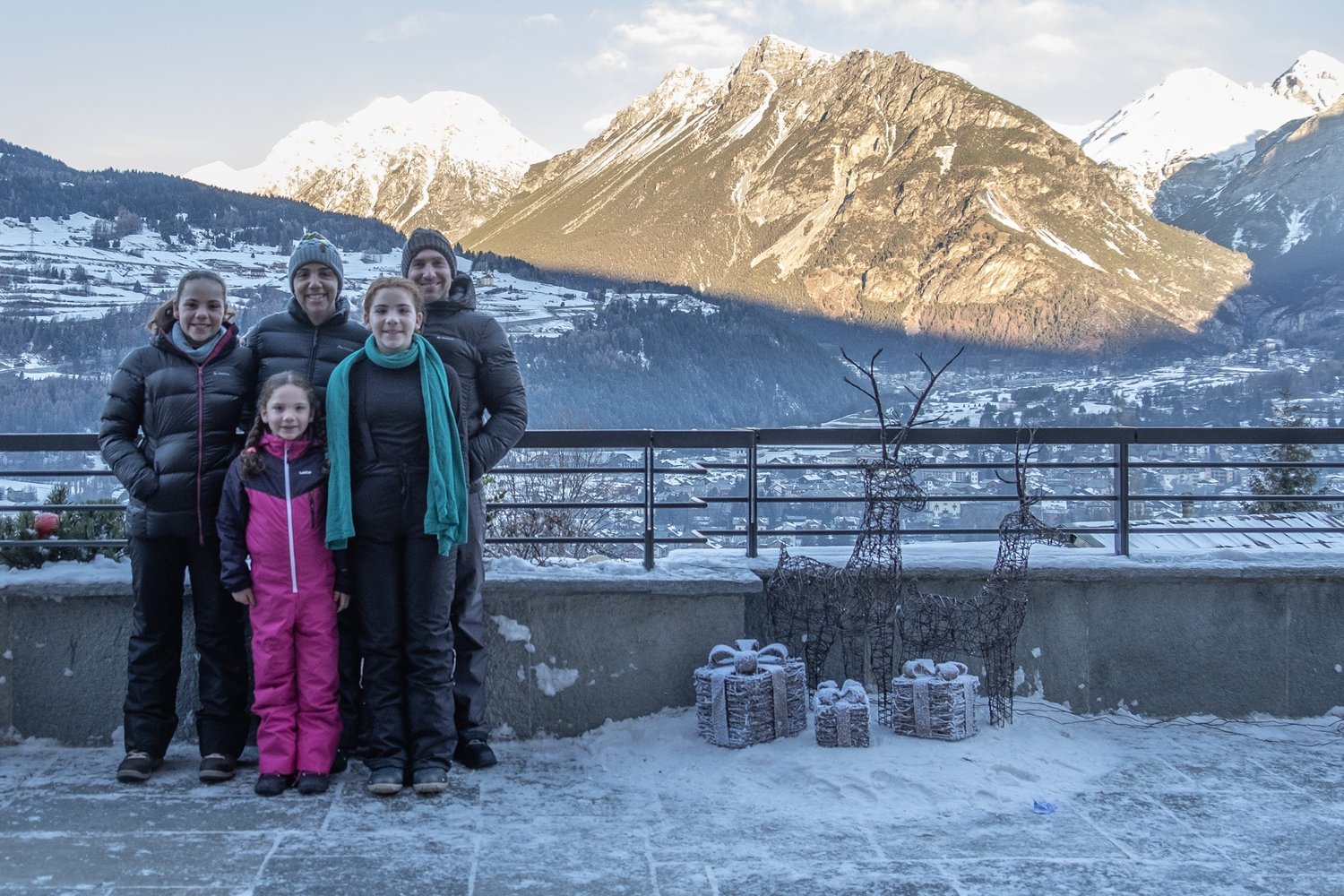  Outside the chalet, off to ski for the day! 