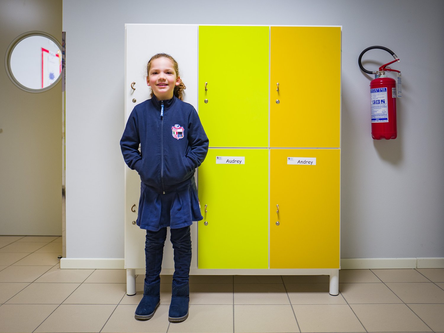  Audrey very excited she has a locker at school! 