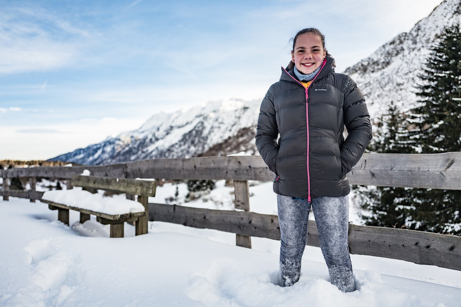  She’s pretty happy in knee deep powder snow. 