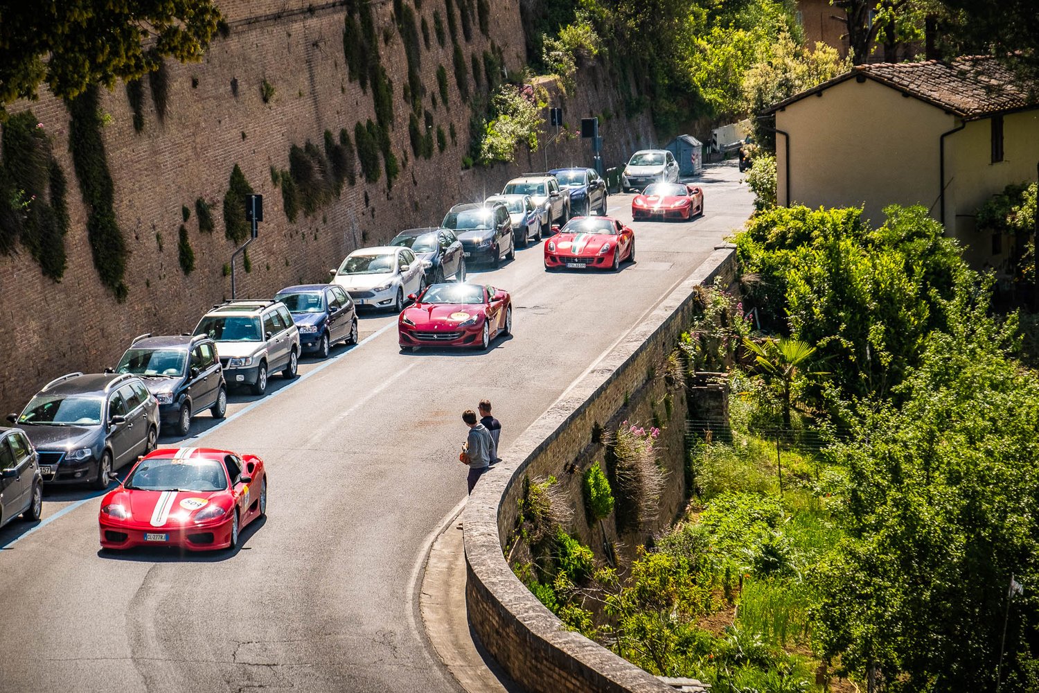  The first cars to arrive were press and sponsor cars, including a bunch of current and vintage Ferraris. 