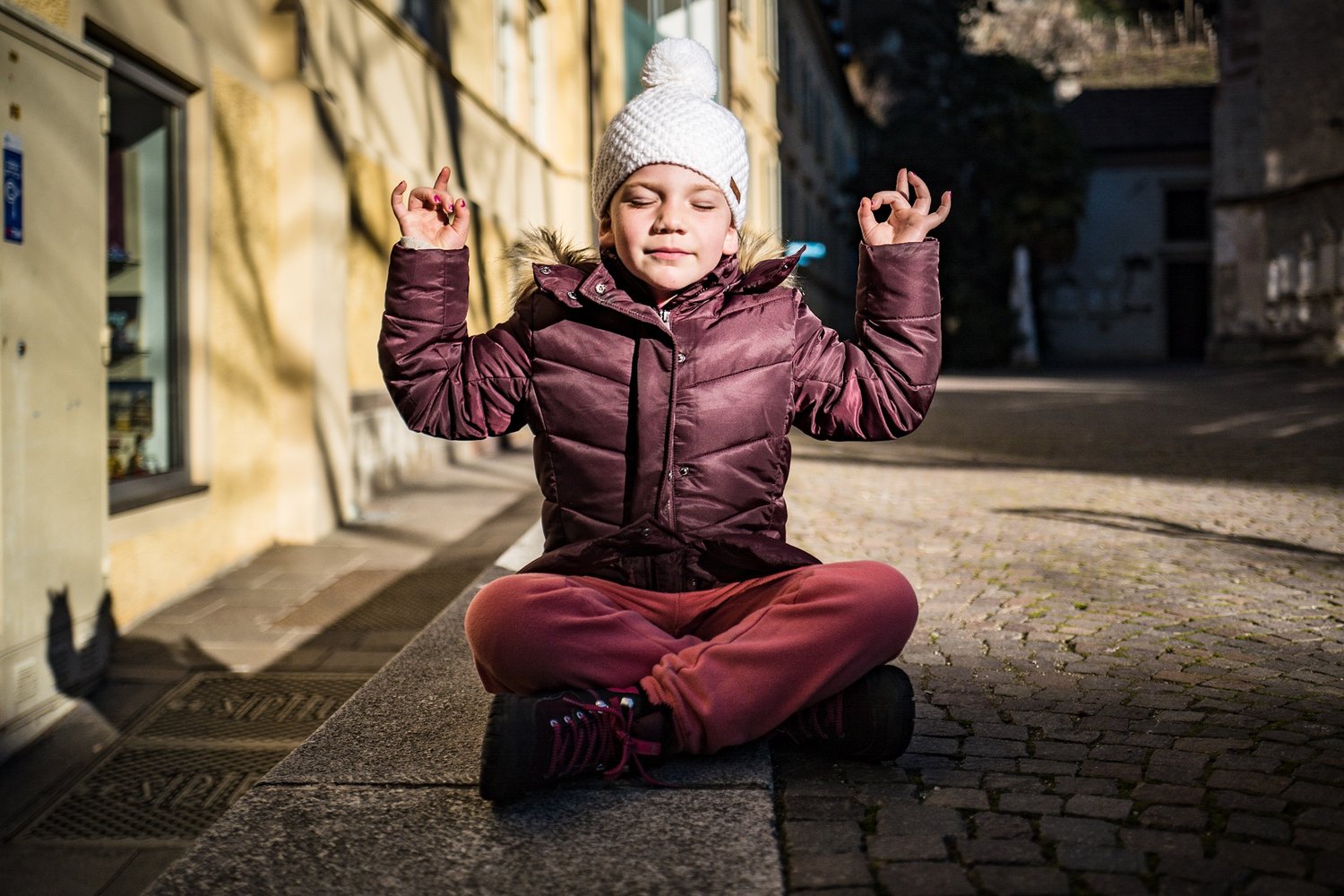  Audrey’s quite meditate in the piazza in Merano 