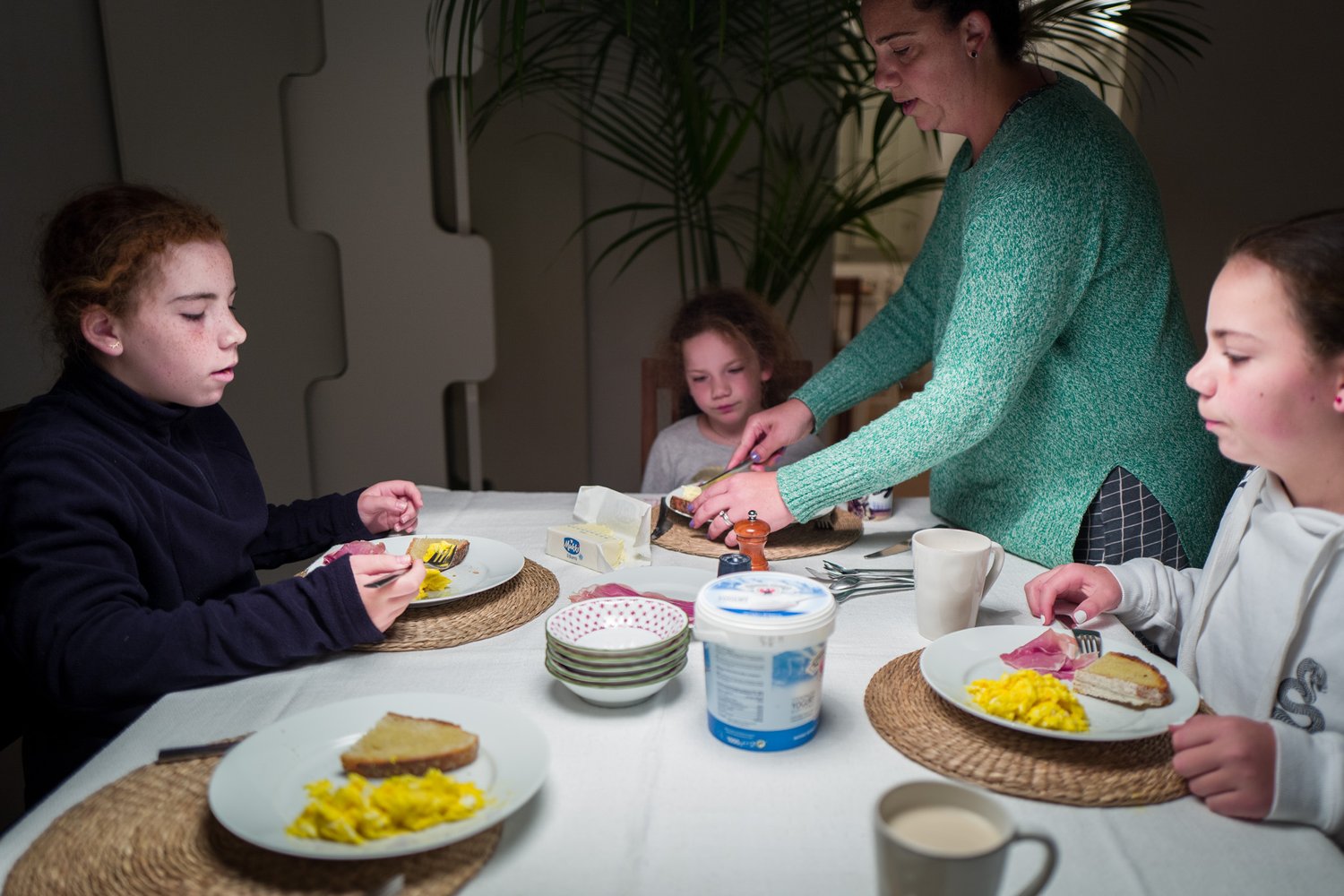 2nd breakfast at 5am. We’re stuck between two worlds eating prosciutto and eggs for breakfast.