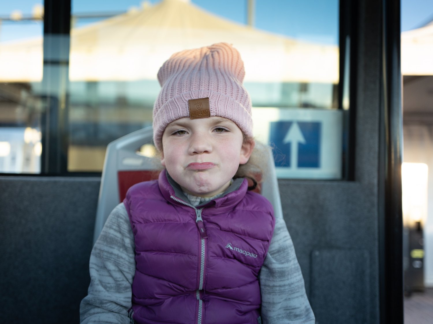 Getting the shuttle to Avis. It’s -3 degrees.