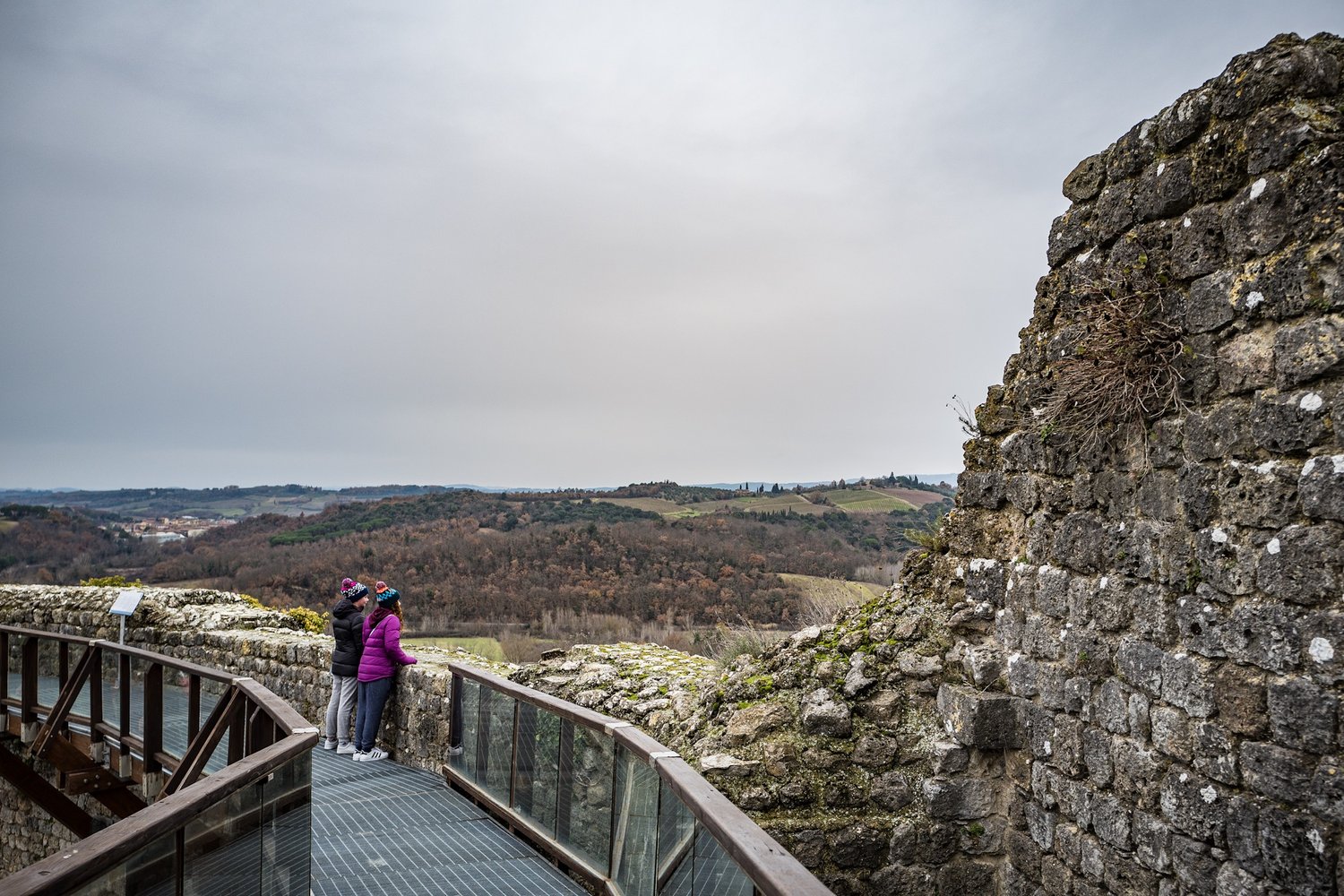 You can walk along a section of the battlements. The girls all got excited talking about medieval warfare. Of course I helped fill in the gruesome details.