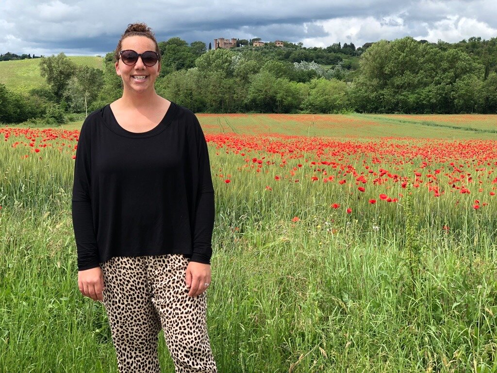 The inspiration for my tattoo was this poppy field next to our house we’d pass every day.