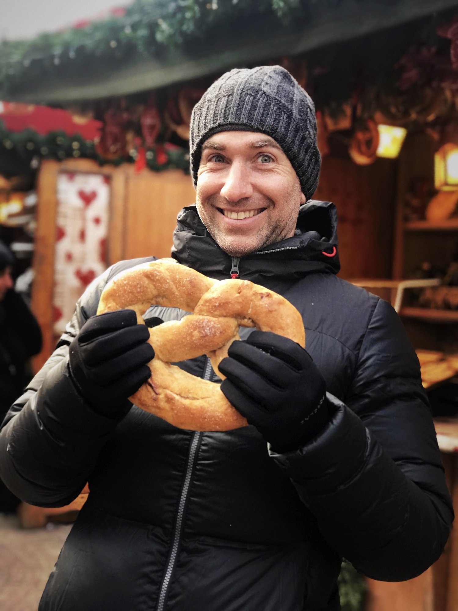  Super excited about his first giant pretzel! 